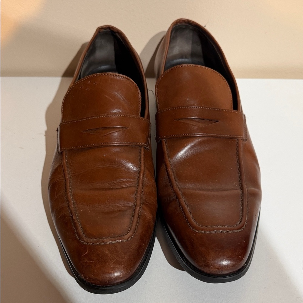 To Boot New York Chestnut Leather Slip-Ons